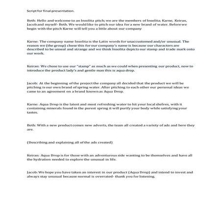 Script For Pitch | DOCX