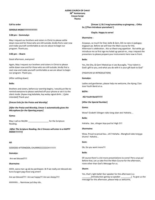 Template Script for Emcees | DOCX
