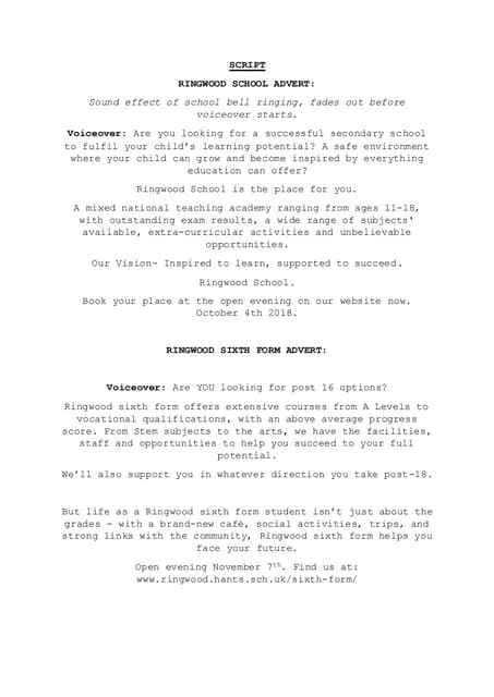 SCRIPT FOR CONVERSATION | DOCX