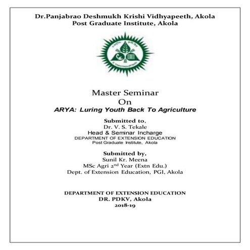 Attracting & Retaining youth in agriculture  Script
