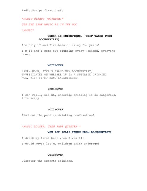 Texts and production schedule | DOCX