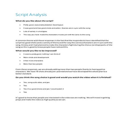 Script response analysis
