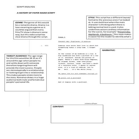Script analysis a history of paper radio | DOCX