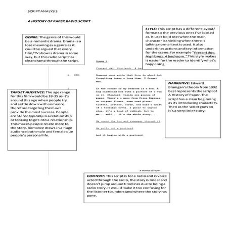 Script analysis a history of paper radio