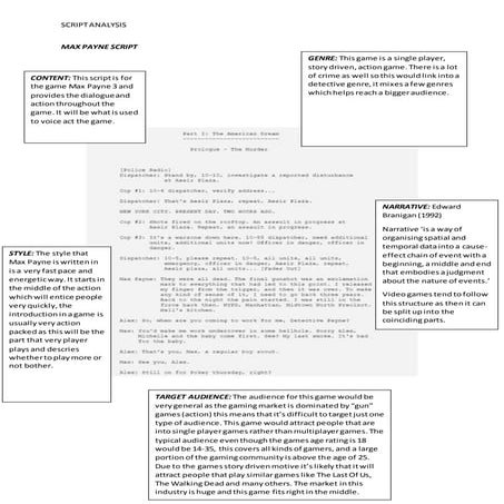 Script analysis max payne video game