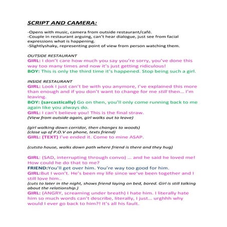 Script and Camera Updated | DOCX