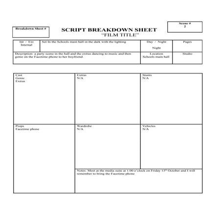 Script Breakdown Sheet6 | DOC