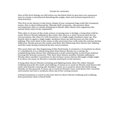 Script for animatic