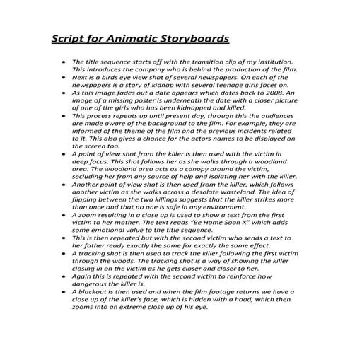 storyboard notes & filming method | PPTX