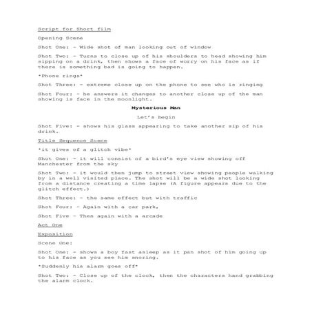 Script for short film