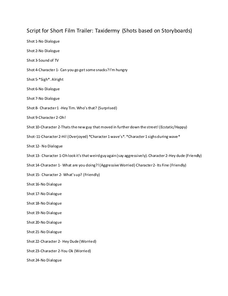 Script for short film trailer