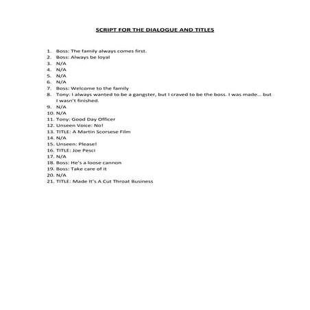 Script For The Dialogue And Titles | PDF