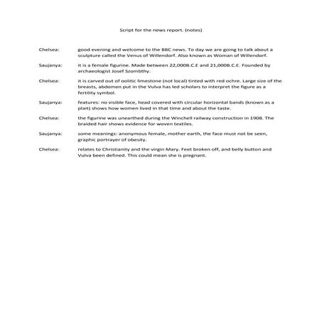 Script for the news report