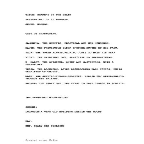 Scare's of the death Media script work docx