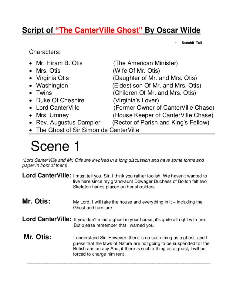Script of canterville ghost
