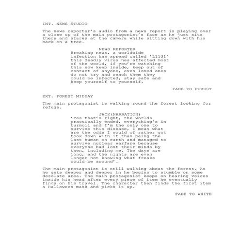 Script script for short film 3