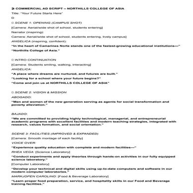Advertisement script school project science technology and society | DOCX
