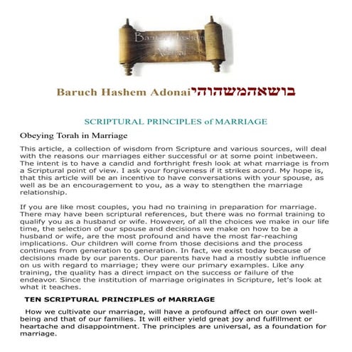    Scriptural principles of marriage __