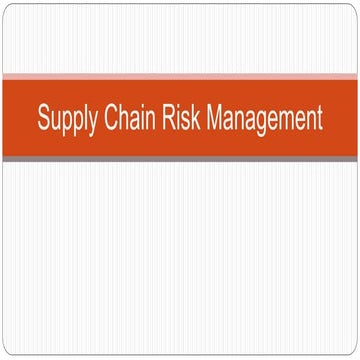 Supply Chain Risk Management