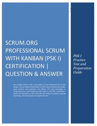 Scrum.org Professional Scrum with Kanban (PSK I) Certification | Question & A...