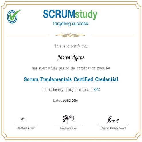 Scrum Fundamentals Certified Certificate | PDF