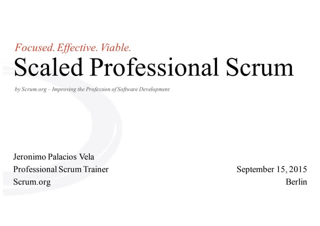Scaled Professional Srum and Nexus ...