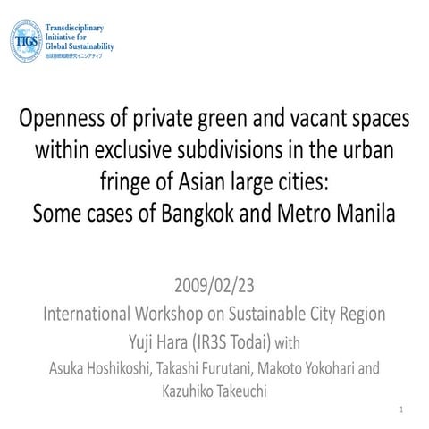 Openness of private green and vacant spaces within exclusive subdivisions in ...