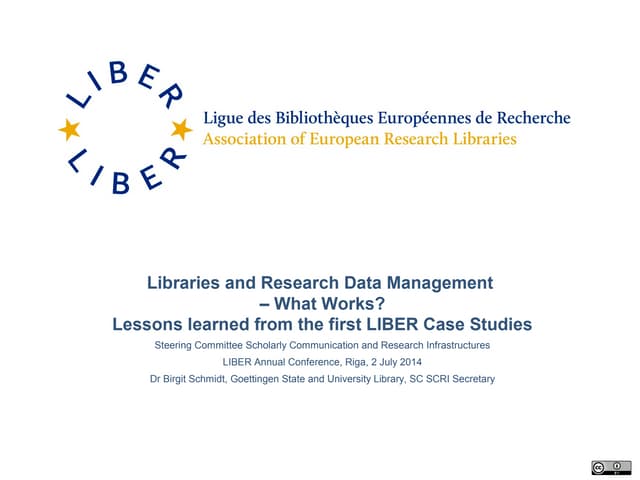 Libraries and Research Data Management – What Works? Lessons Learned from the...