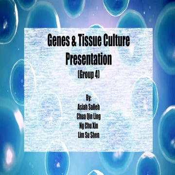 Gene & Tissue Culture: Presentation (Group 4)