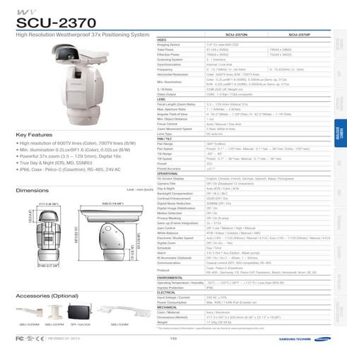 Samsung Techwin SCU-2370 Data Sheet