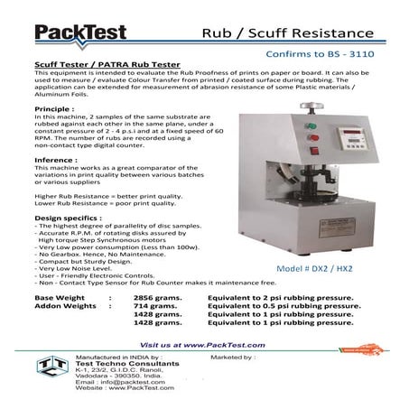 Ink rub tester 2018 | PDF