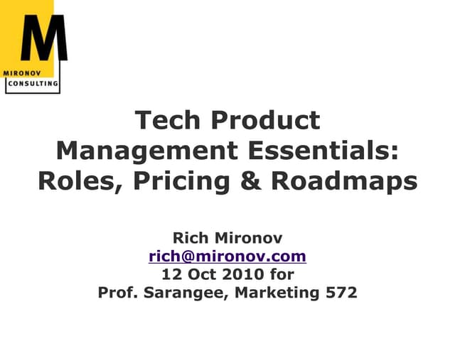 Product Management Basics (for SCU MBA program)