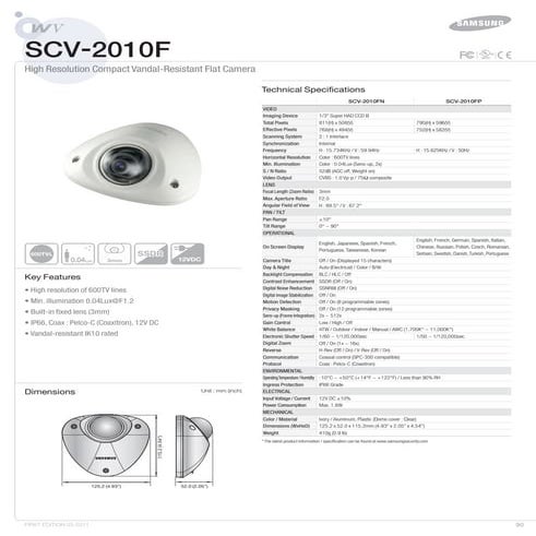 Samsung Techwin SCV-2010F Data Sheet