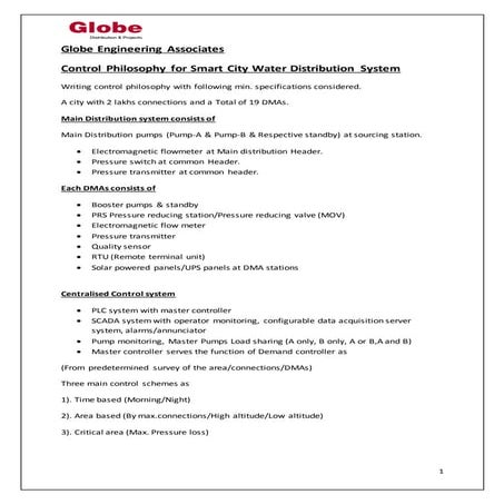 Control Philosophy for Smart Water distribution