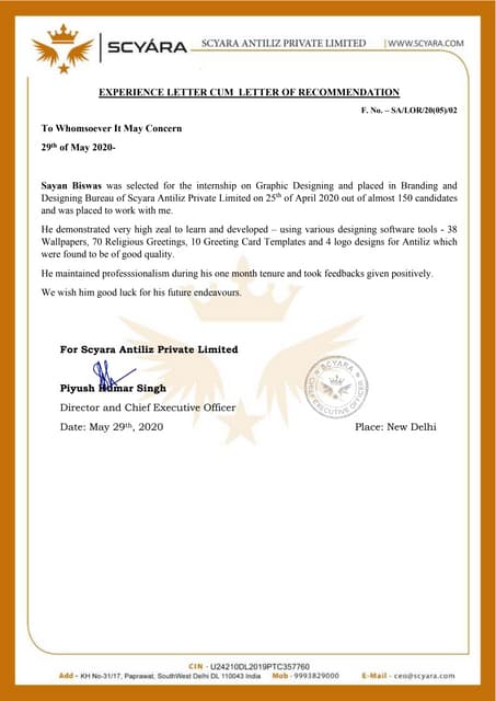 Internshala UI/UX Design Training Certificate of completion | PDF