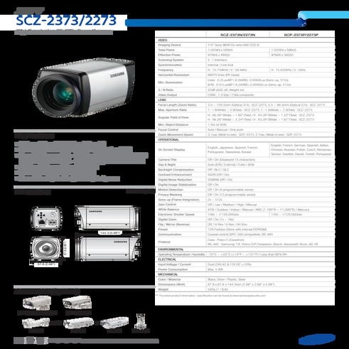 Samsung Techwin SCZ-2373 Data Sheet