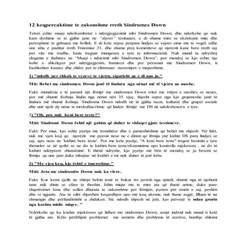 12 keqpercaktime te zakonshme rreth Sindromes Down
