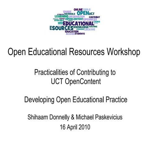 Practicalities of contributing to open educational resources (OER)
