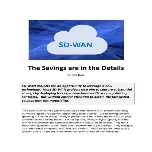 SD-WAN:  the Savings are in the Details