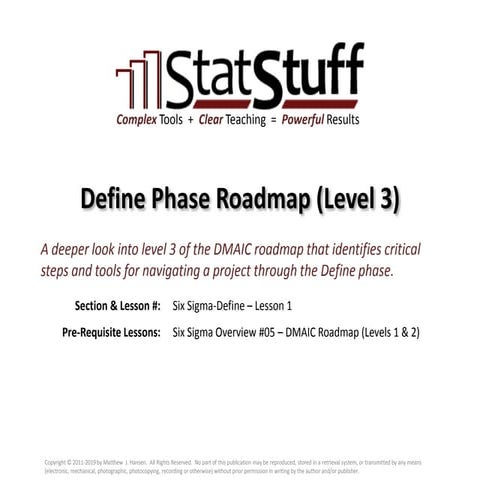 Define Phase Roadmap (Level 3) with Matt Hansen at StatStuff