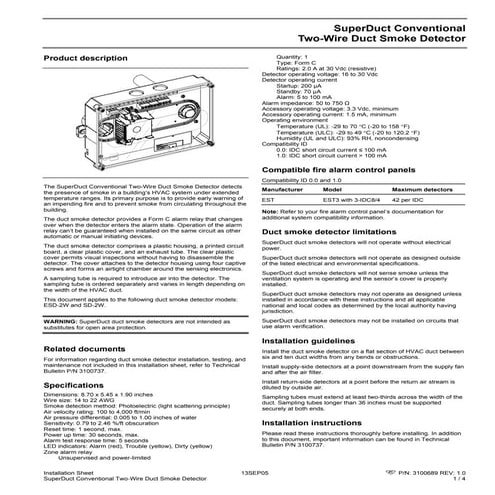 Edwards Signaling SD2W Installation Manual
