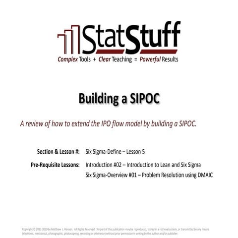 Building a SIPOC with Matt Hansen at StatStuff