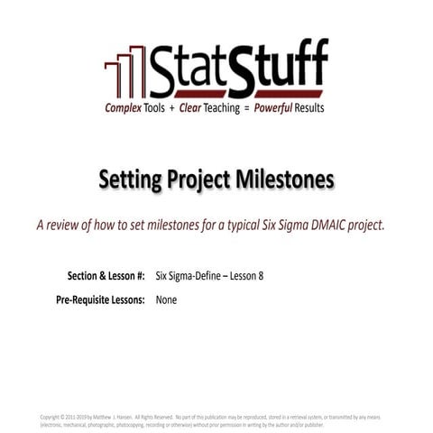 Setting Project Milestones with Matt Hansen at StatStuff