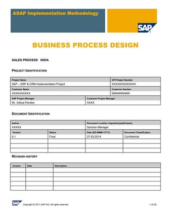 SAP SD Business Blue Print E1 Sales Template