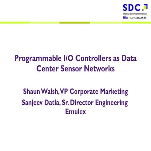 Programmable I/O Controllers as Data Center Sensor Networks