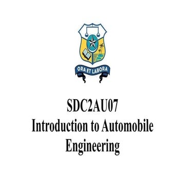 Introduction to Automobile engineering Alternative energy souces