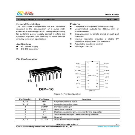 Modulador de Ancho de Pulso en Fuentes ATX Sdc7500