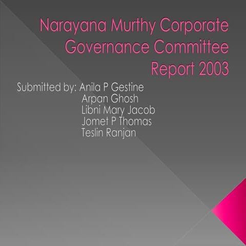 Narayan Murthy Committee Report 2003 on Corporate Governance 