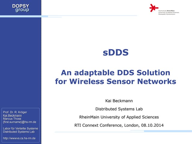 sDDS: An Adaptable DDS Solution for Wireless Sensor Networks