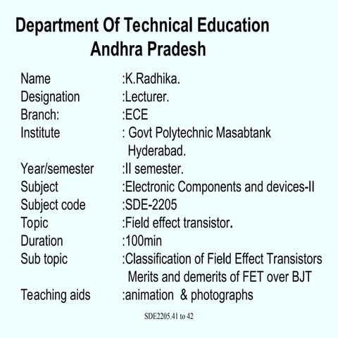 Ppt for engineering students application on field effect